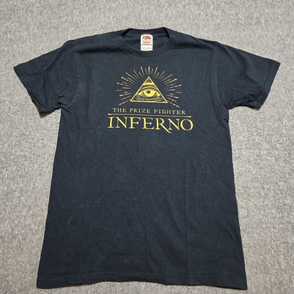 Fruit of the Loom The Prize Fighter Inferno T-Shirt Mens Small Black Band Tee